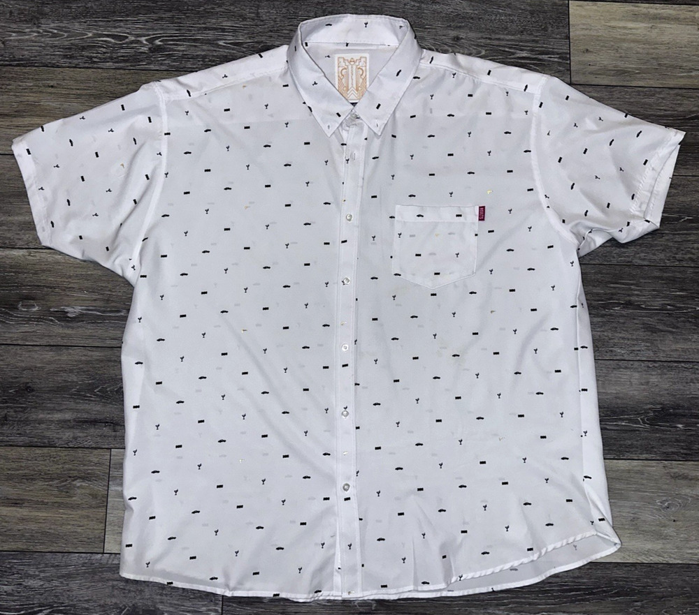 RSVLTS Secret Agent Man 007 James Bond Shirt Roosevelts Button Down Mens 3XLT
